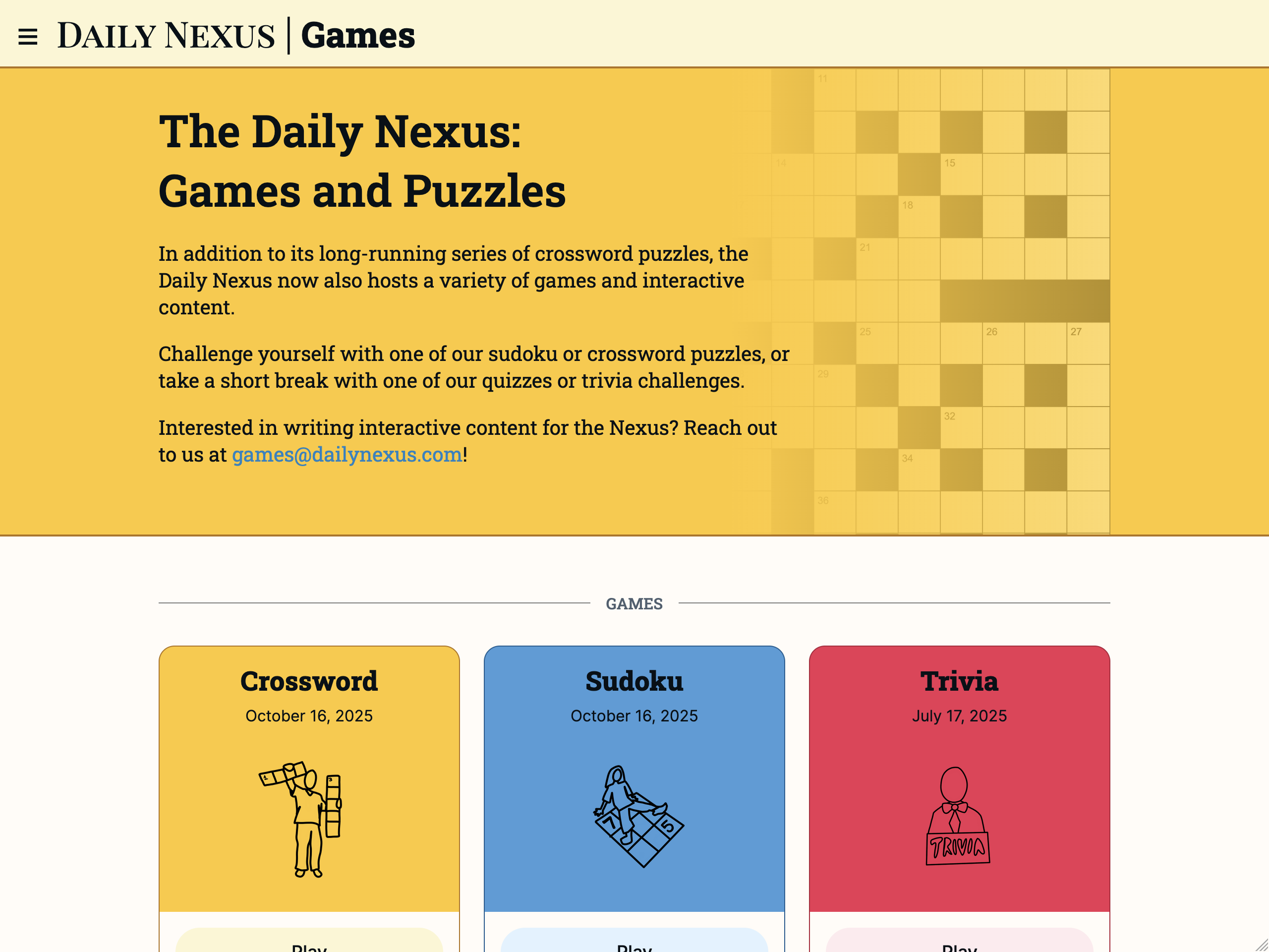 Daily Nexus Games Website